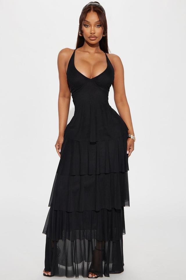 Your Muse Ruffle Mesh Maxi Dress - Black Product Image