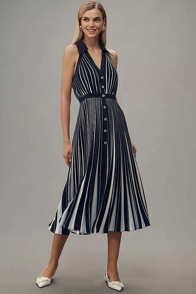 By Anthropologie Halter Pleated Midi Dress Product Image