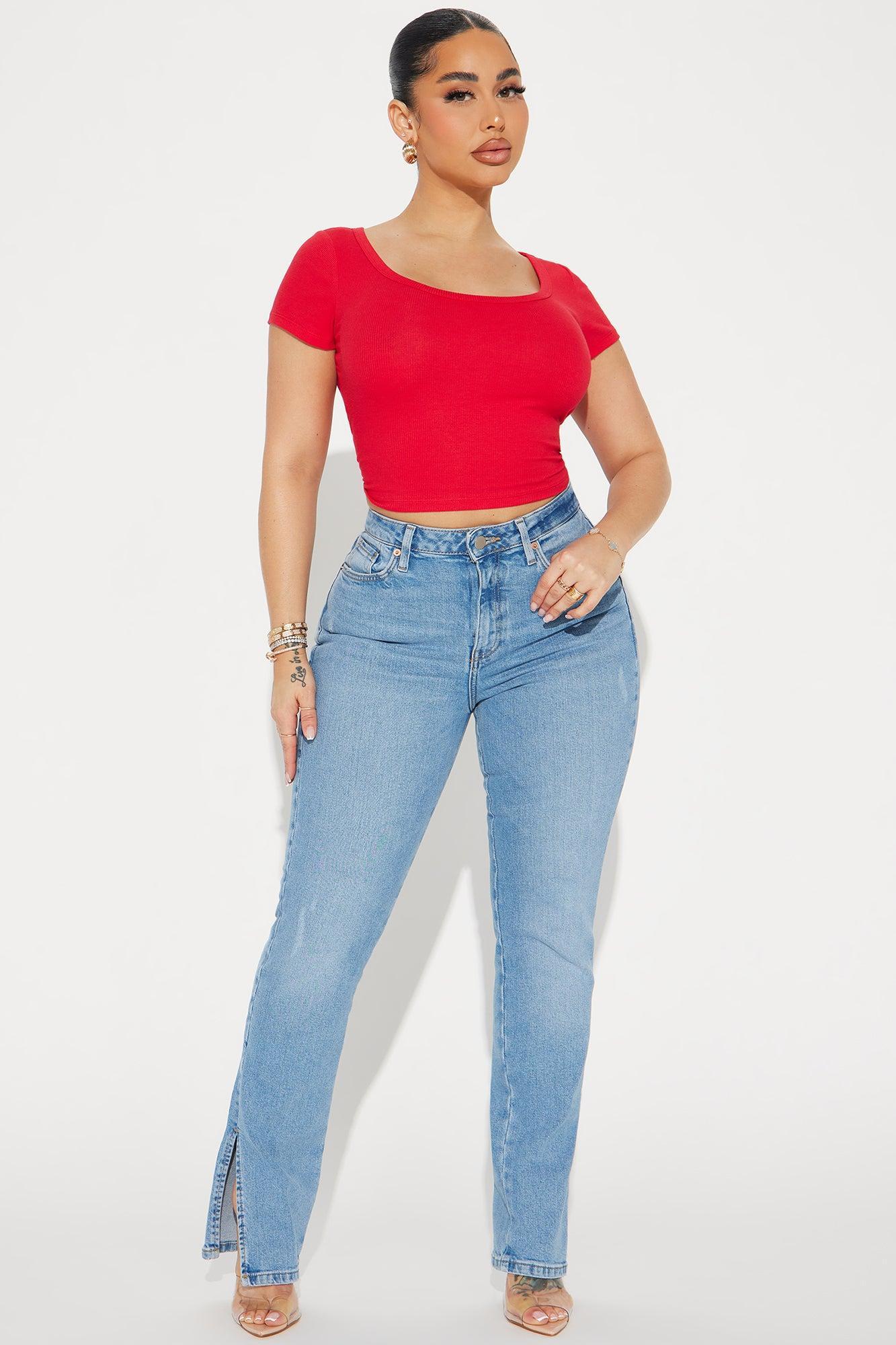 Amelia Scoop Neck Top - Red Product Image