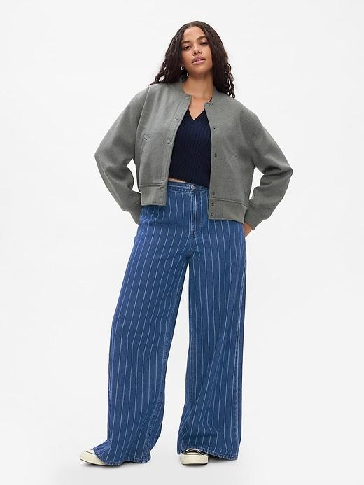 Mid Rise Pinstripe Baggy Jeans Product Image