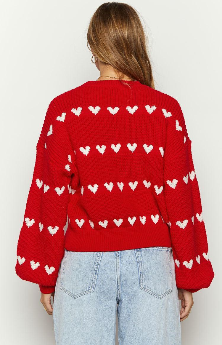 Lovey White Heart Stripe Jumper Product Image