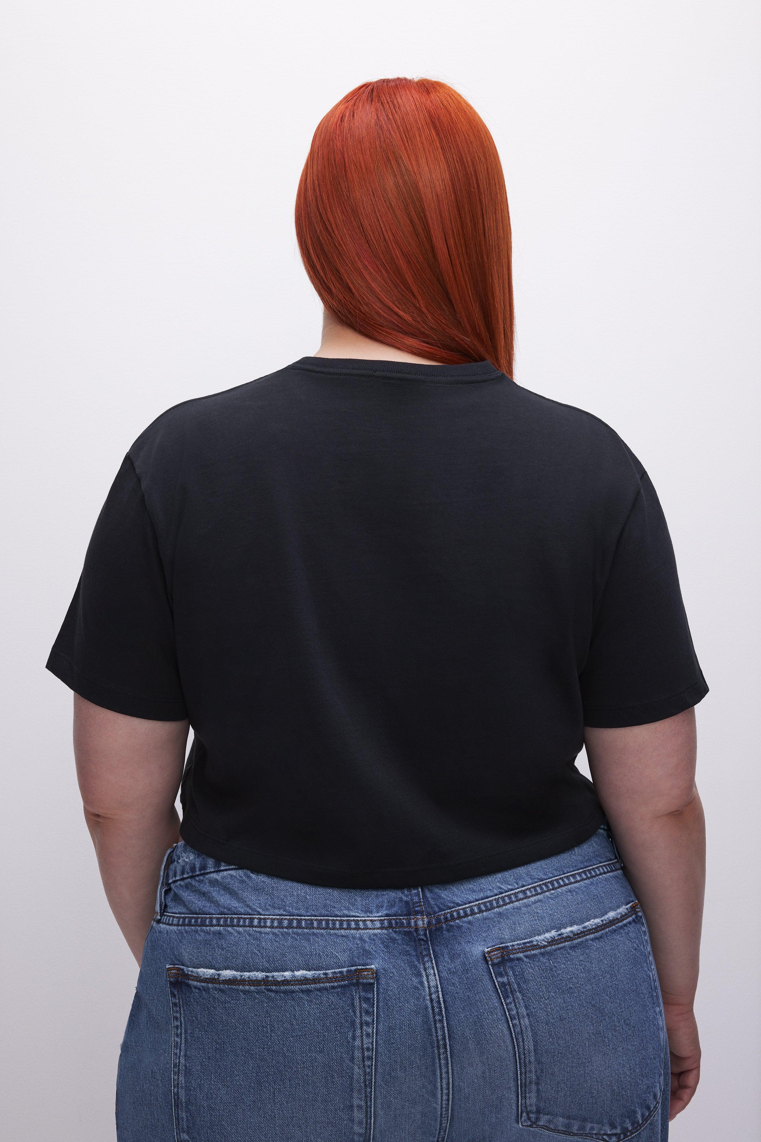 COTTON CROPPED TEE | BLACK001 Product Image