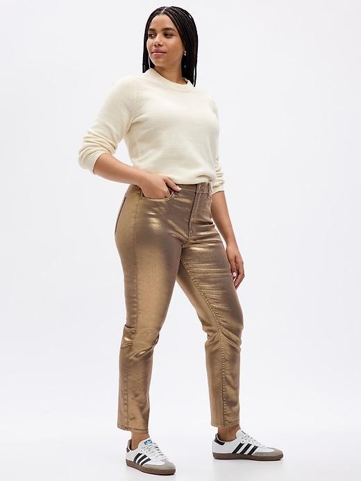 High Rise Metallic Vintage Slim Jeans Product Image