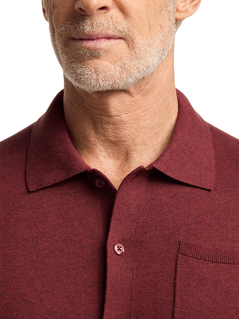 Supima Cotton Button Front Polo - Burgundy Product Image