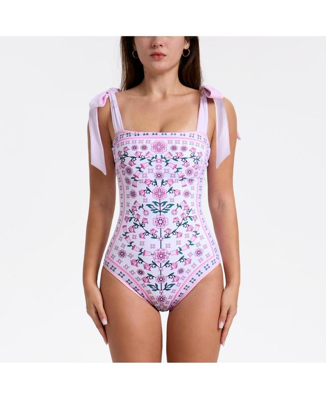 Jessie Zhao New York Womens Pink Blossom Reversible One-Piece Swimsuit Product Image