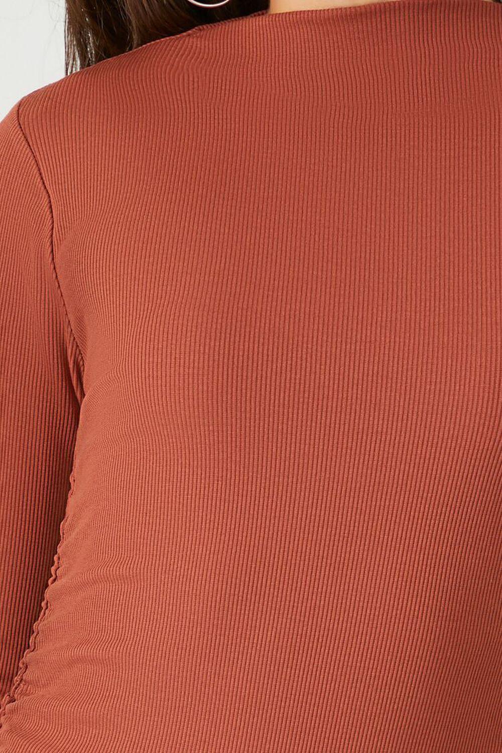 Ruched Mock Neck Long-Sleeve Top | Forever 21 Product Image