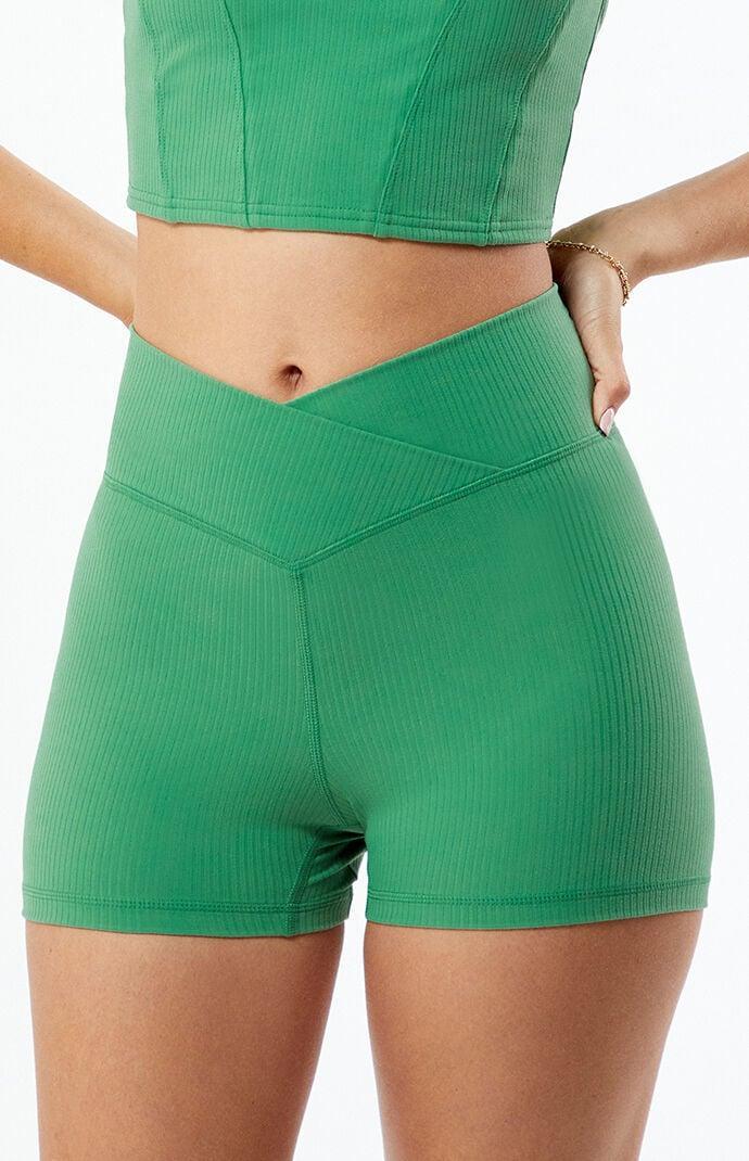 PAC 1980 Women's Active Billie Ribbed High Waisted Grip Biker Shorts - Product Image