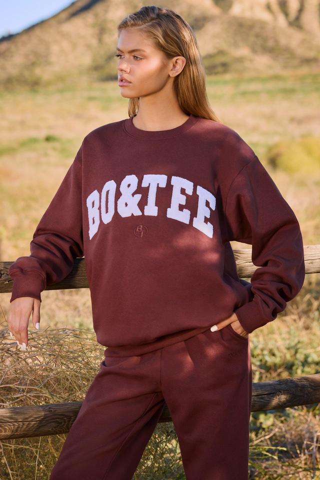 Oversized Crew Neck Sweatshirt in Mahogany Product Image