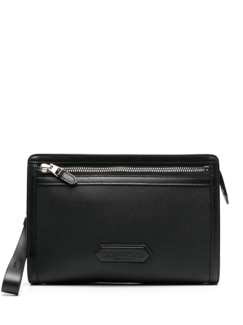 TOM FORD Logo-patch Clutch Bag In Black Product Image