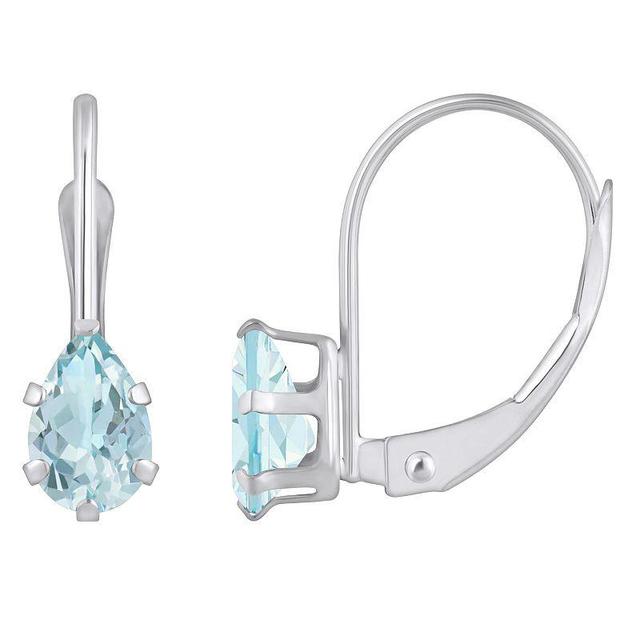 Macys Aquamarine (3/4 Ct. T.w.) Leverback Earrings in 10K Yellow Gold or White Gold Product Image