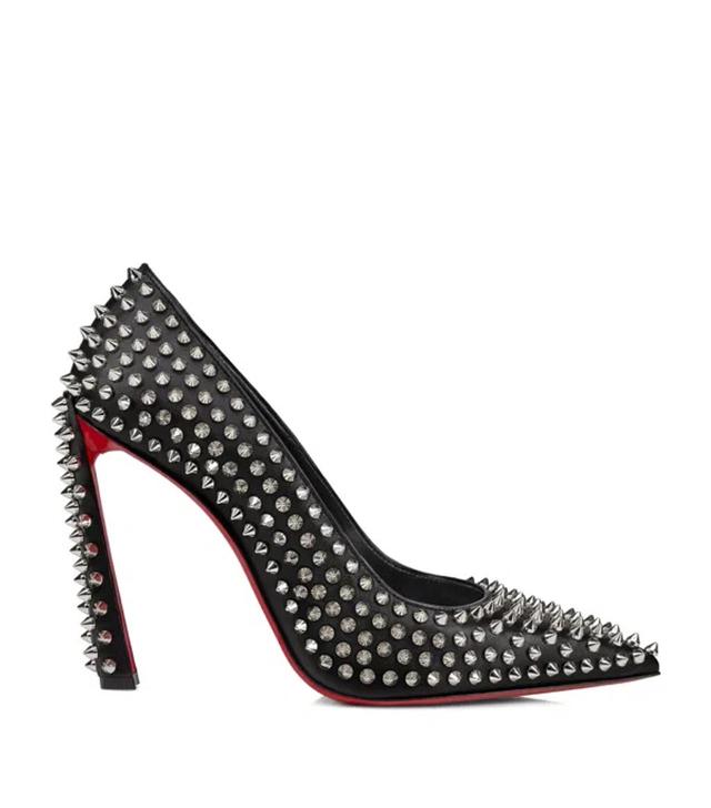 CHRISTIAN LOUBOUTIN Condora Spikes Leather Pumps 100 In Black/lin Black Product Image