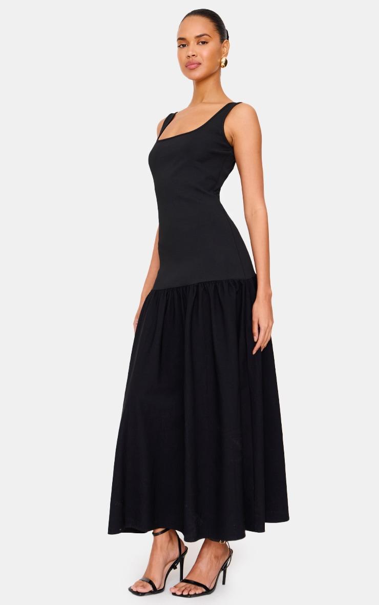 Black Woven Drop Waist Midaxi Dress Product Image