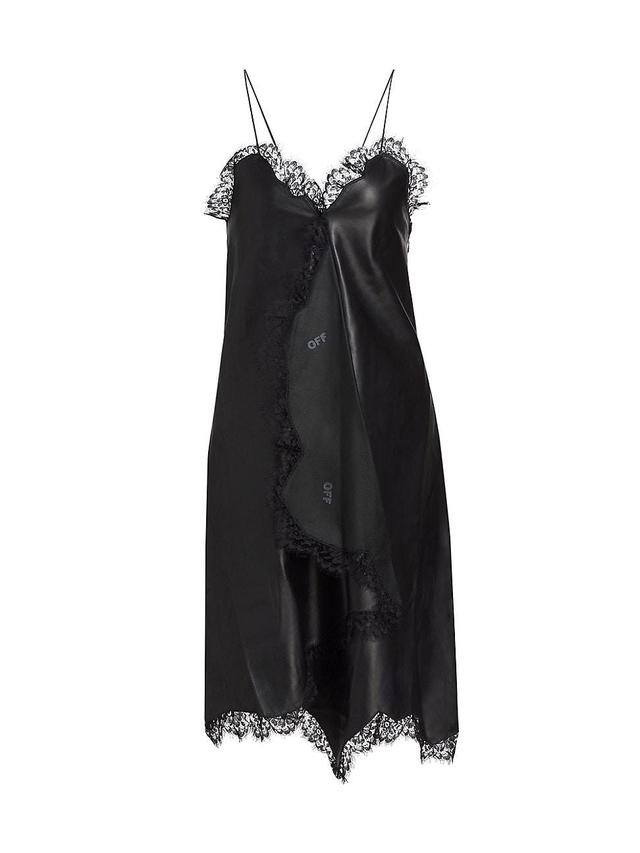 Womens Nappa Leather Lace Slip Midi-Dress Product Image