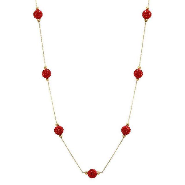 Womens Unbranded 14ky Gold Bead White Crystal Station Necklace, Womens Red Product Image