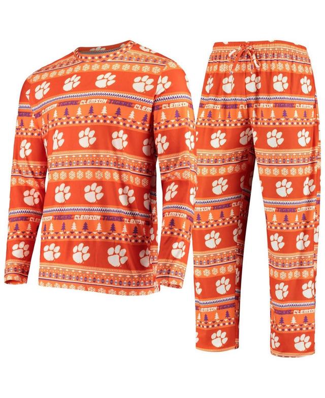 Mens Concepts Sport Clemson Tigers Ugly Sweater Knit Long Sleeve Top and Pant Set Product Image