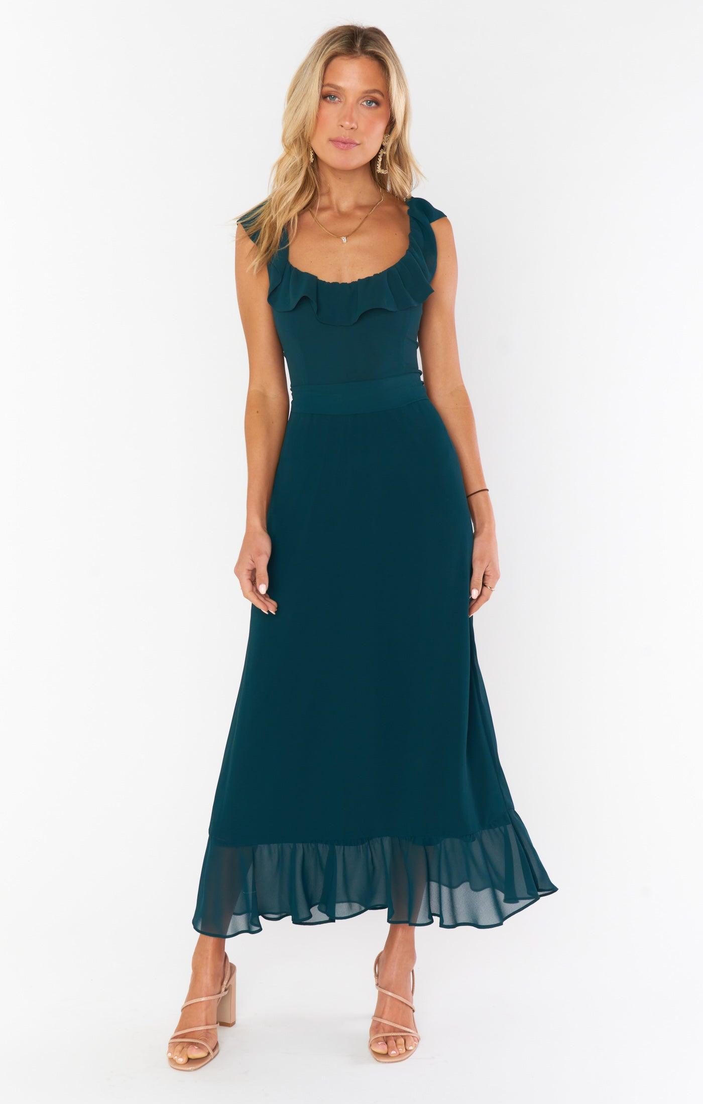 Alexis Midi Dress ~ Emerald Chiffon Product Image