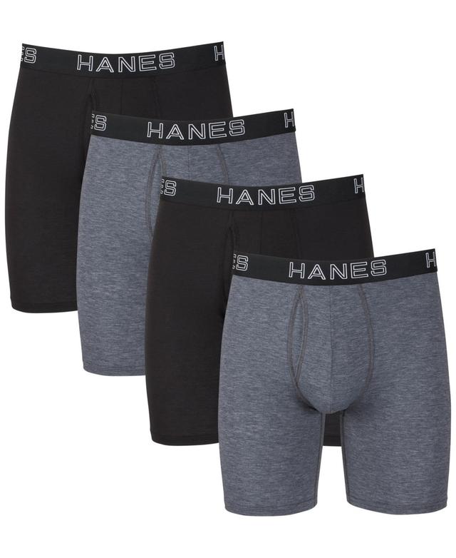 Mens Hanes 4-pack Ultimate Comfort Flex Fit Total Support Pouch Long-Leg Boxer Briefs Product Image