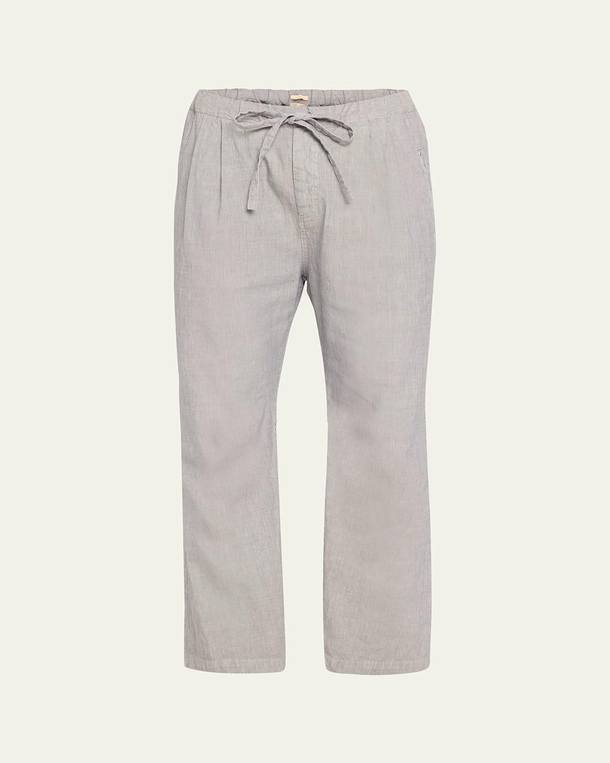 Mens Cotton-Linen Relaxed Fit Drawstring Pants Product Image