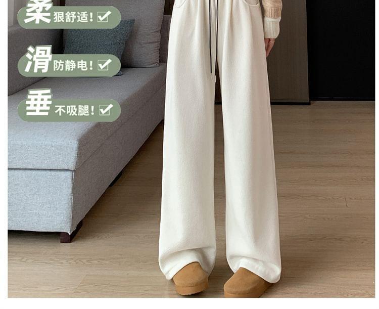 Drawstring Waist Plain Wide Leg Sweatpants Product Image