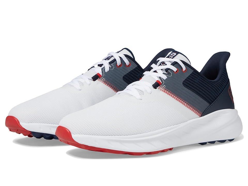 FootJoy FJ Flex Golf Shoes (White/Navy/Red) Men's Golf Shoes Product Image