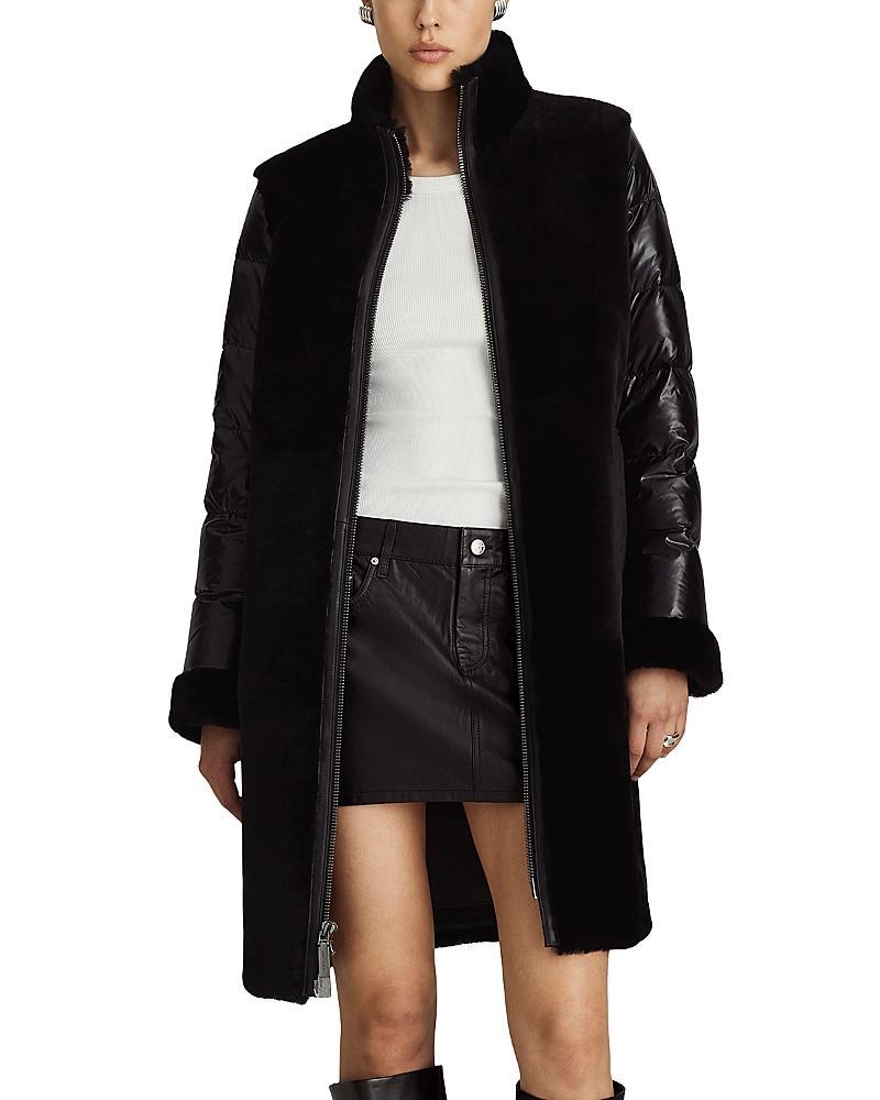 Womens Monique Shearling Puffer-Sleeve Coat Product Image