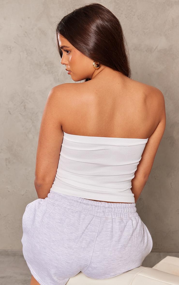 White Snatched Rib Tube Top Product Image