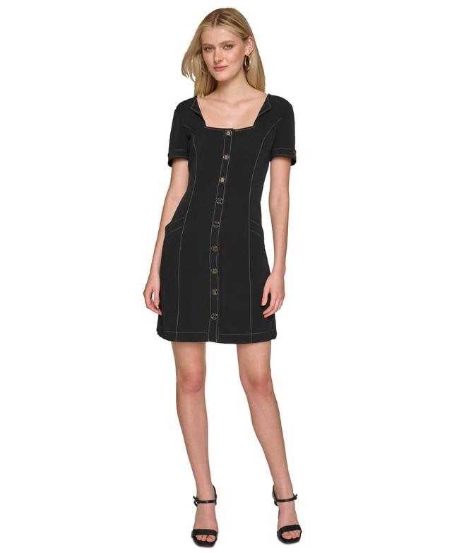 Women's Square-Neck Crepe Sheath Dress Product Image