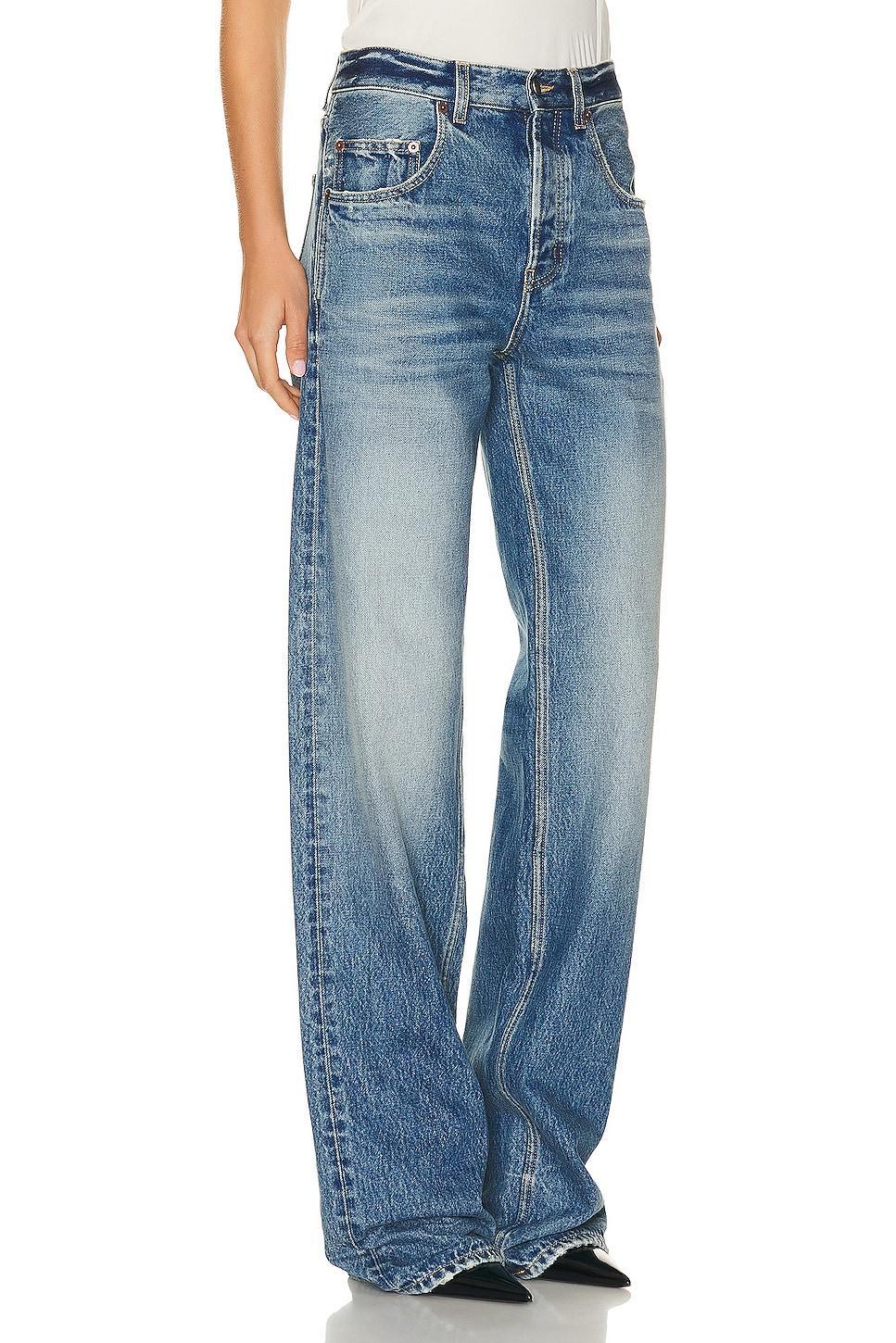 Saint Laurent Wide Leg in Plain Lake Medium Blue - Blue. Size 28 (also in 29, 30). Product Image