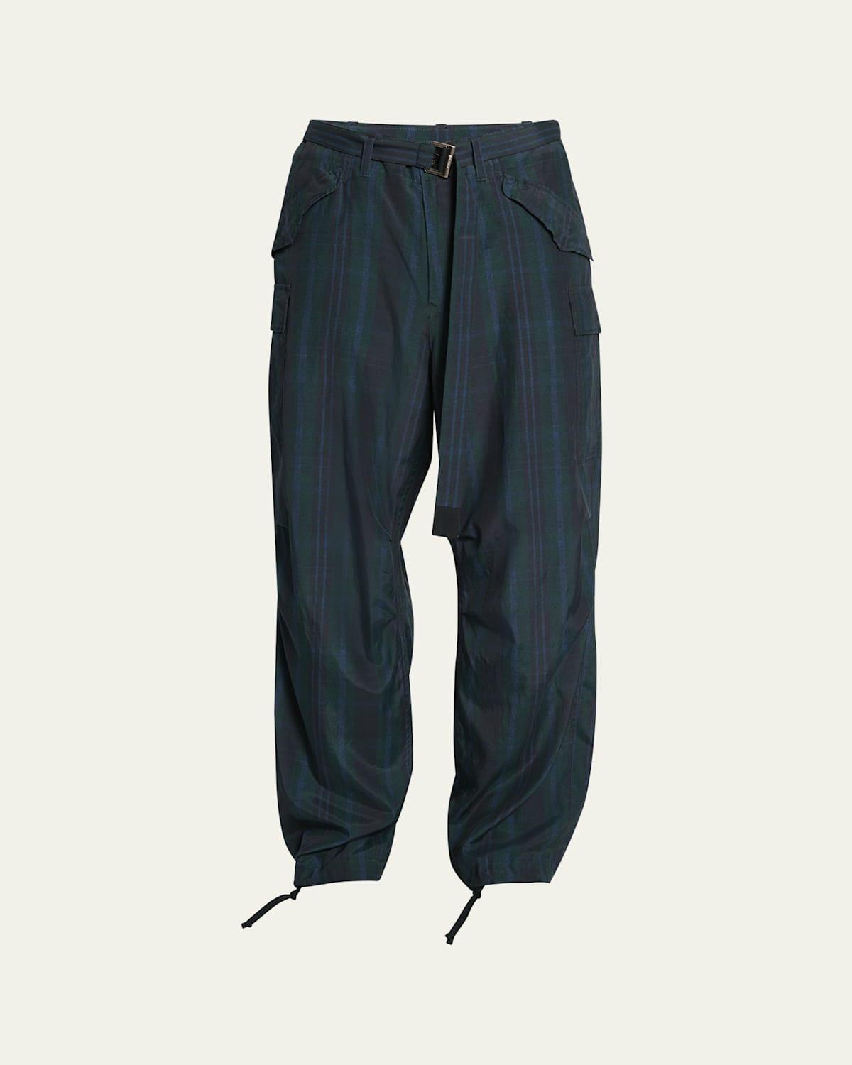 Mens Plaid-Print Cargo Pants Product Image