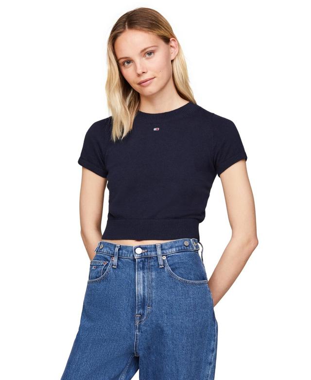 Tommy Jeans Womens Cropped Short-Sleeve Sweater Product Image