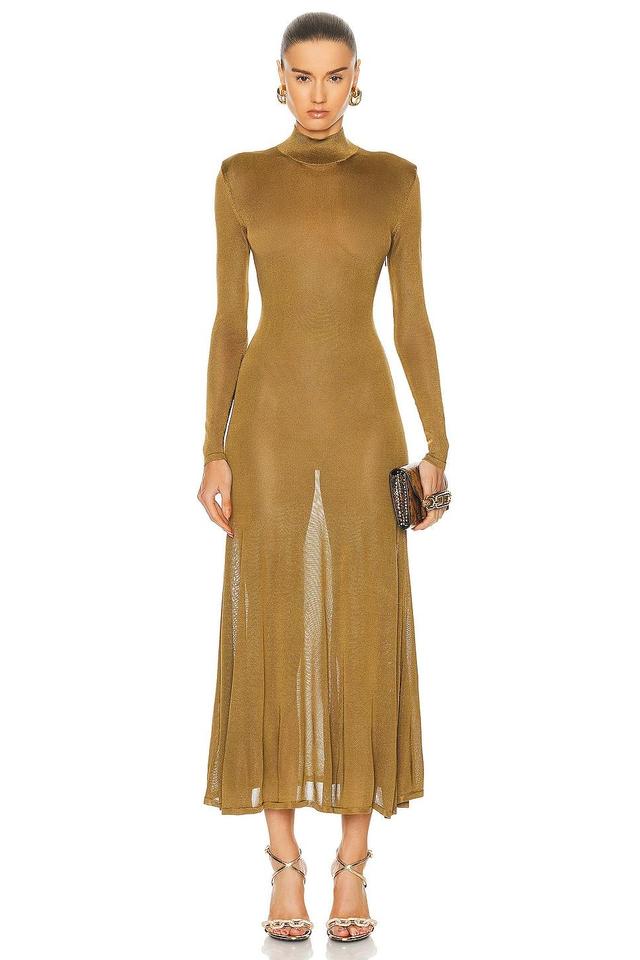 TOM FORD Slinky Turtleneck Dress in Mustard Product Image