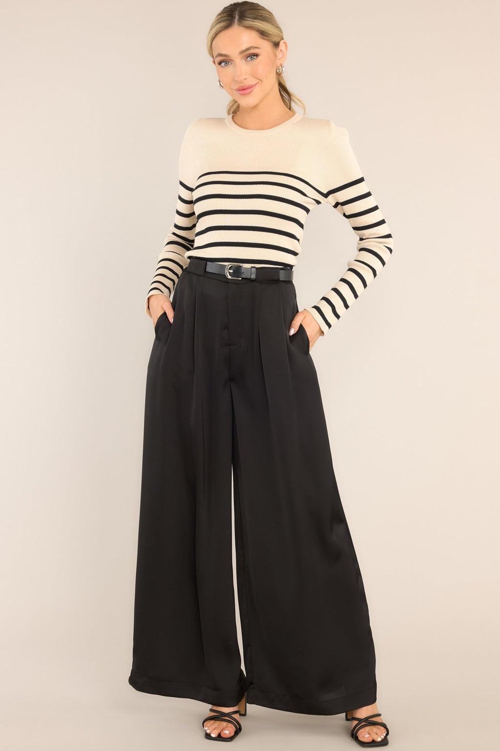 Dance Of Life Black Belted Wide Leg Pants Product Image