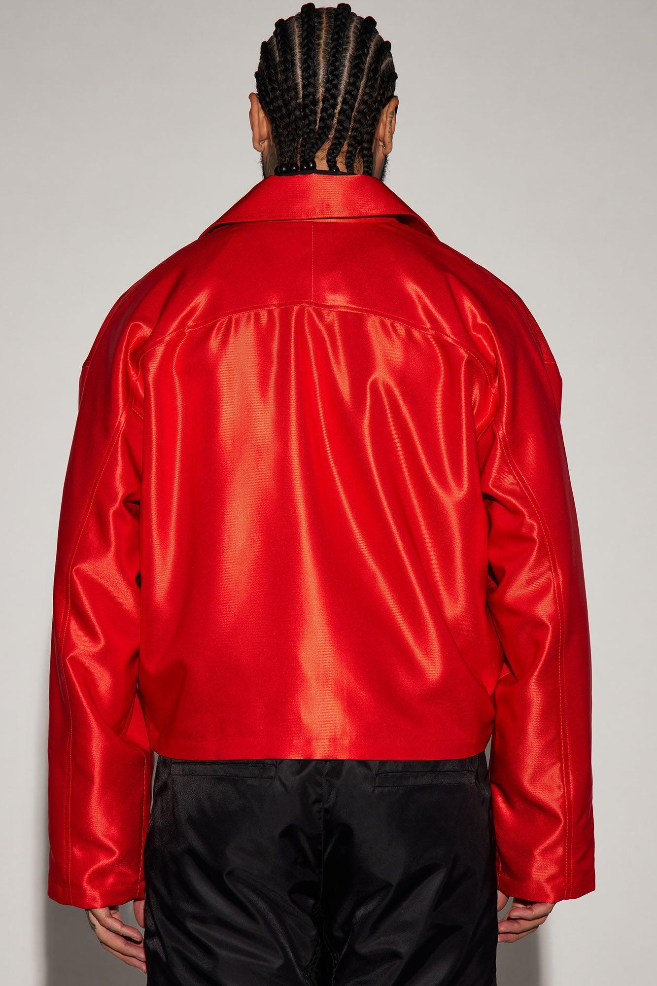 U Get Me Satin Cropped Jacket - Red Product Image