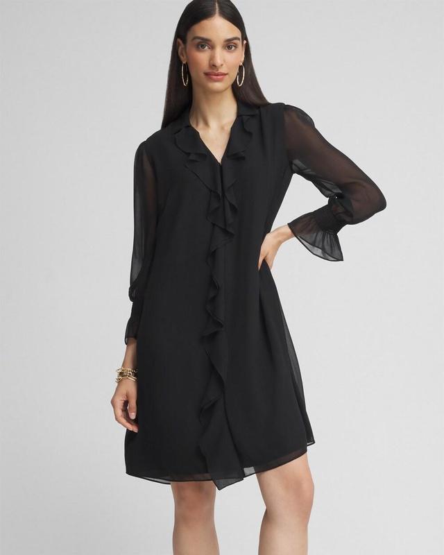 Women's Ruffle Front Shirt Dress Product Image