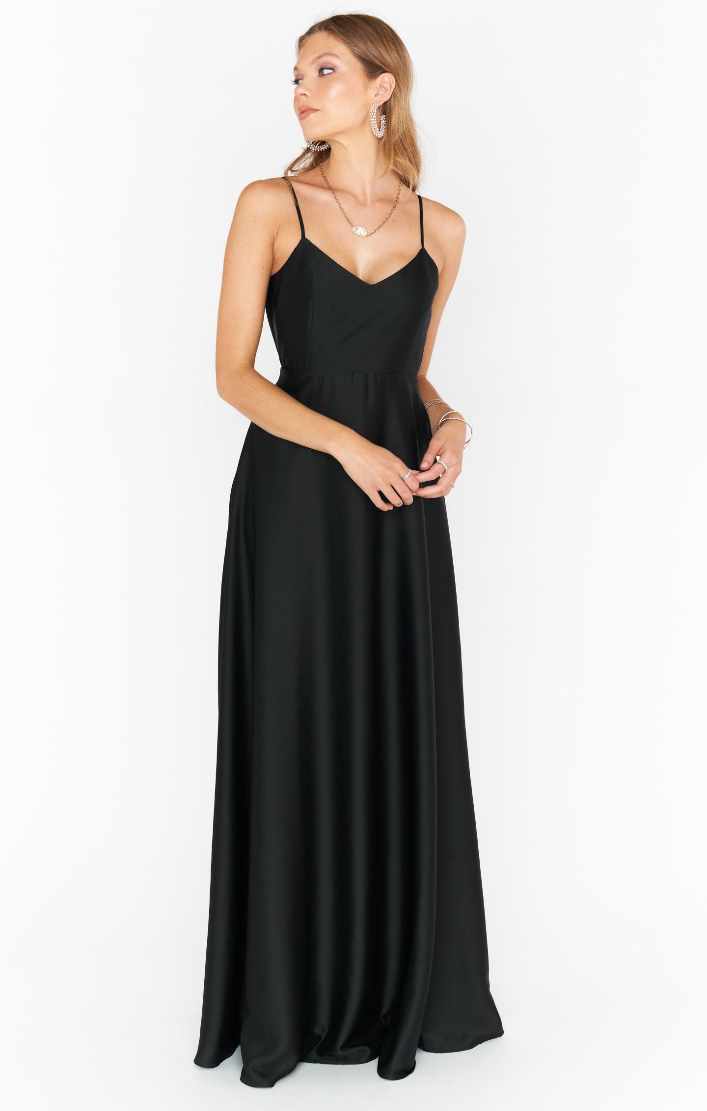 Faith Maxi Dress ~ Black Luxe Satin Product Image