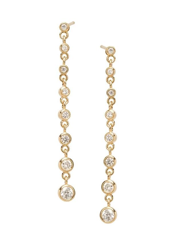 Womens 14K Yellow Gold & Diamond Eternity Chain Earrings Product Image