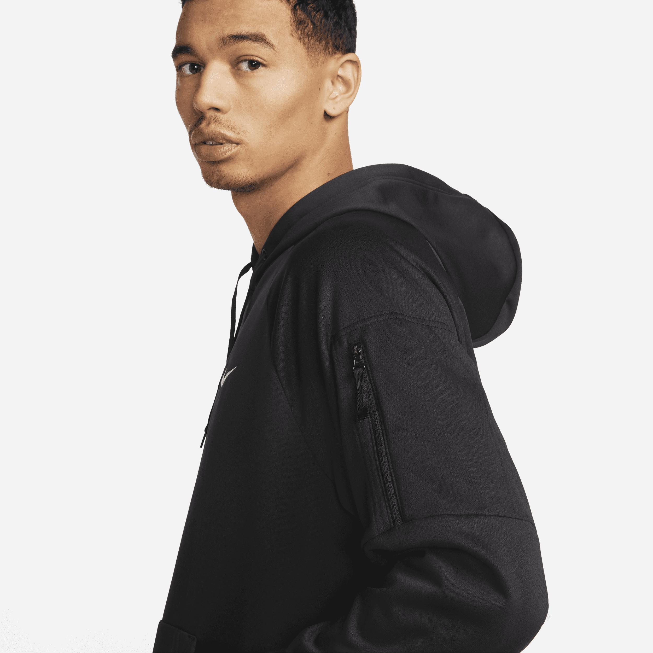 Nike Mens Therma Fleece Pullover Hoodie - Black/Black/White Product Image