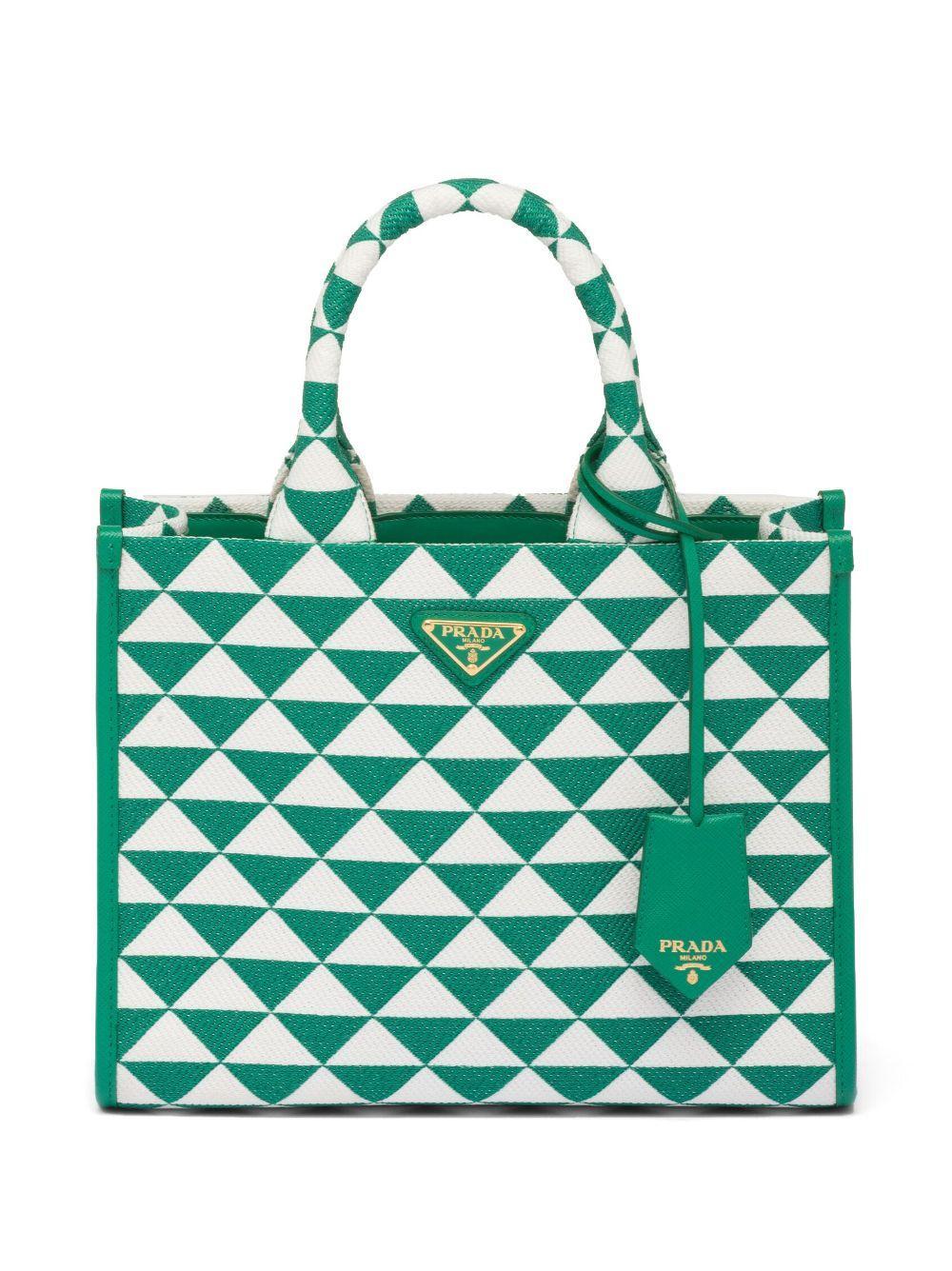 PRADA Small  Symbole Embroidered Fabric Handbag In Green Product Image