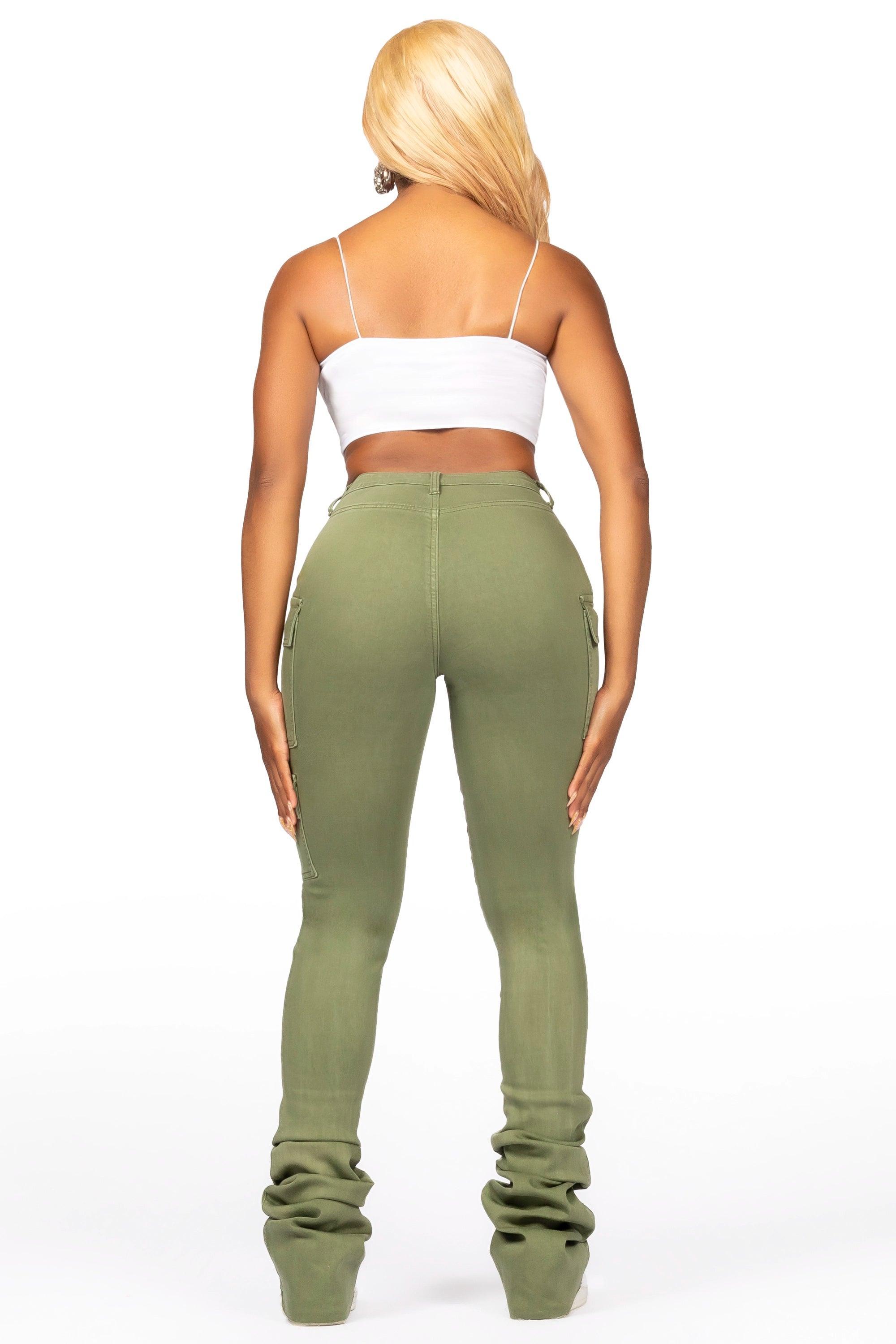 Vixen Olive Cargo Super Stacked Jean Female Product Image