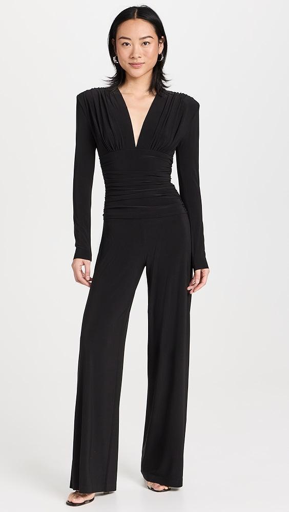 Norma Kamali V Neck Shirred Waist Jumpsuit | Shopbop Product Image