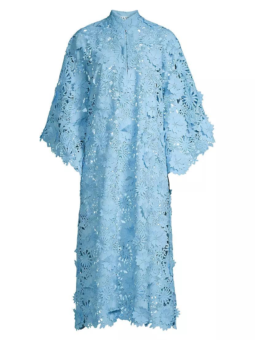 Floral-Lace Caftan Midi-Dress Product Image