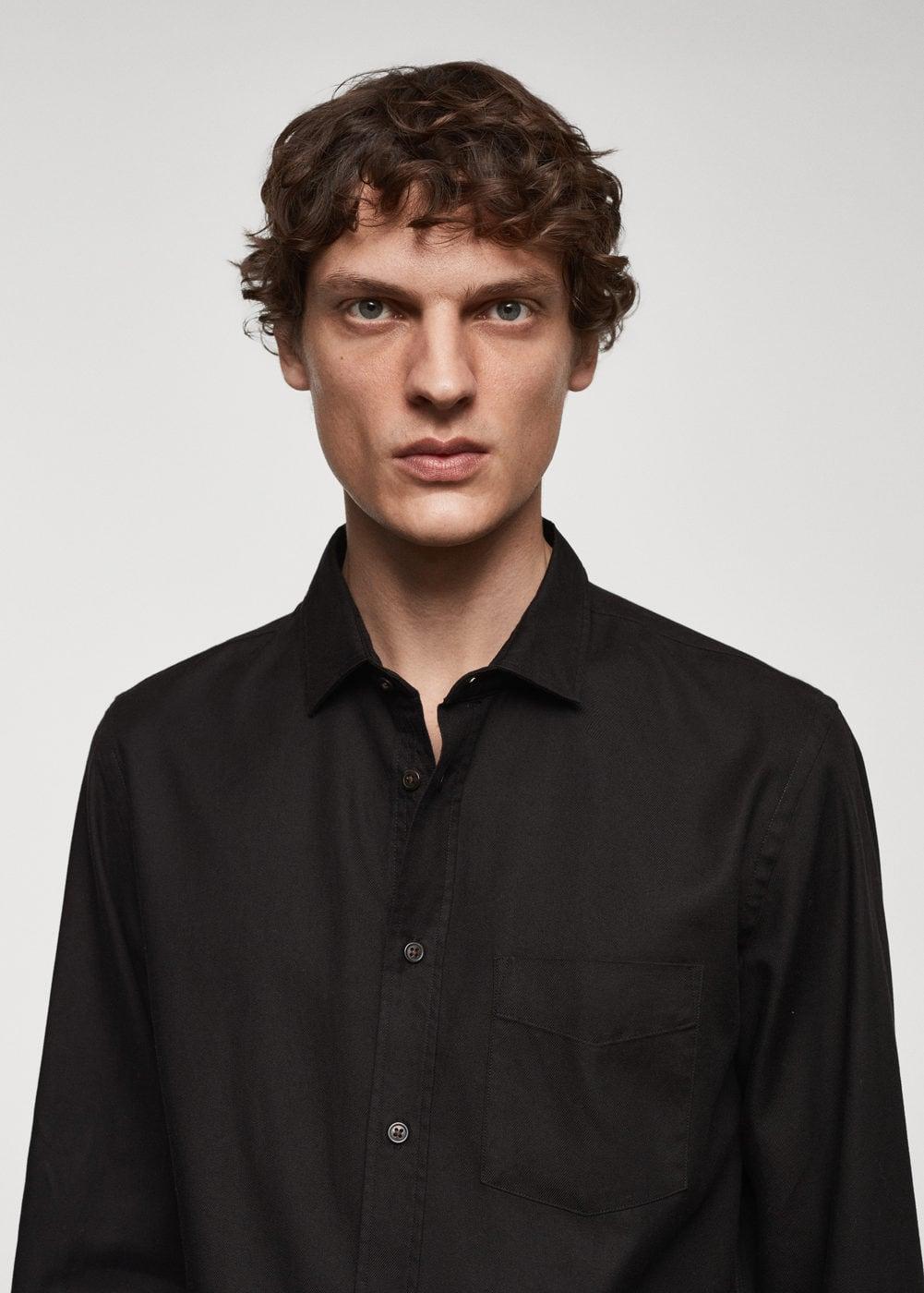 Mango Mens Brushed Cotton Twill Shirt Product Image