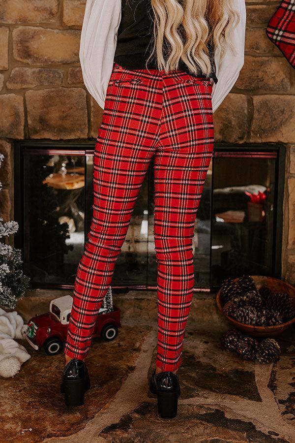 Endless Cheer Plaid Pants In Red Product Image