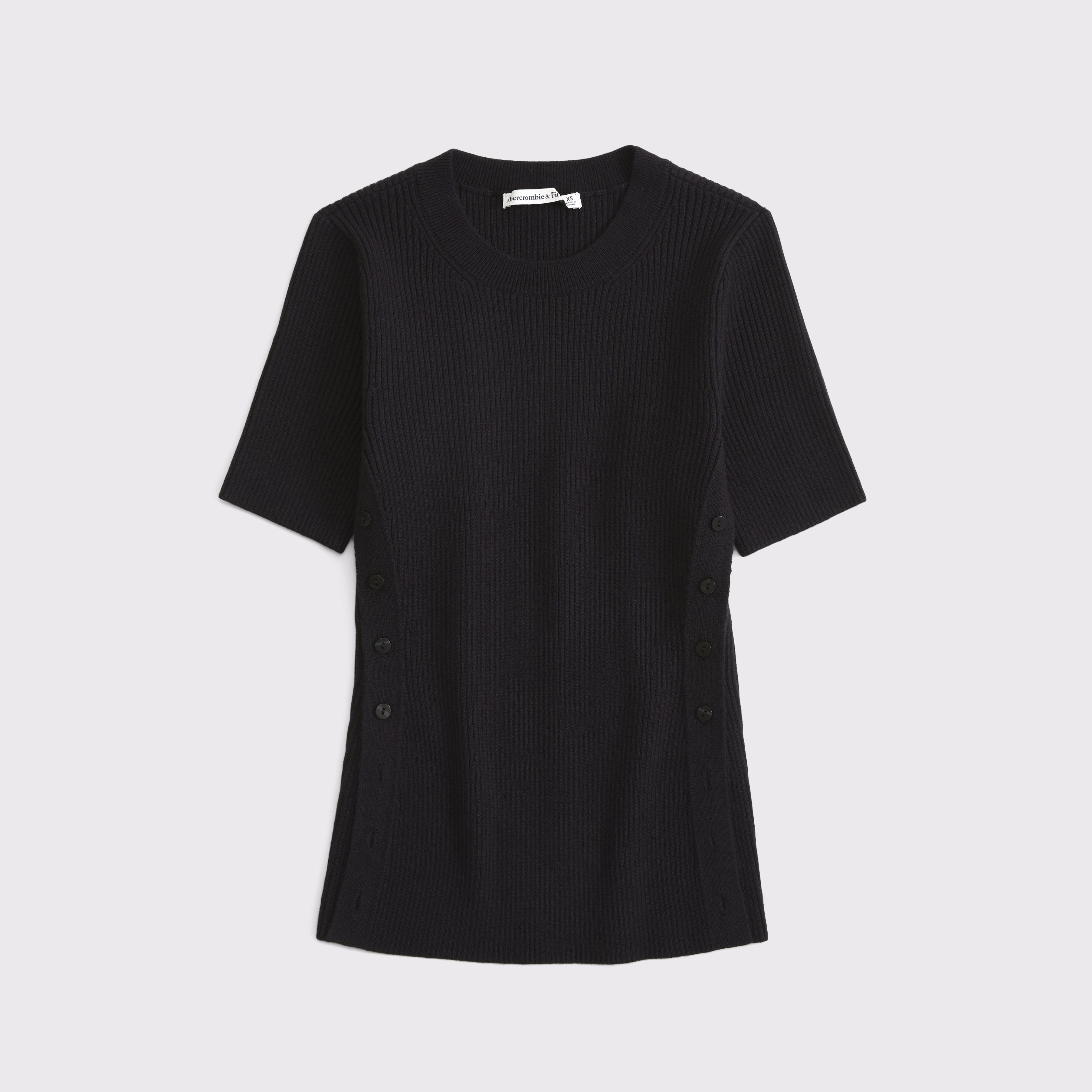 LuxeLoft Side-Button Sweater Tee Product Image