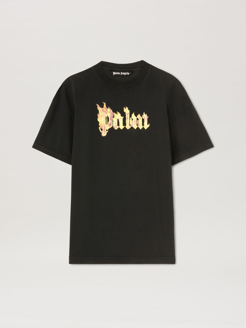 BURNING LOGO T-Shirt in black  - Palm Angels® Official  Product Image