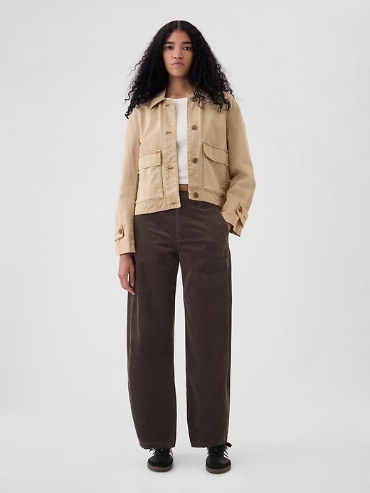 High Rise Corduroy Tapered Ankle Trousers Product Image