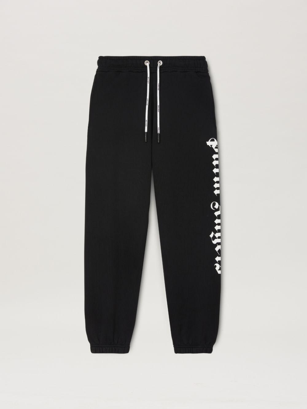 logo-print drawstring sweatpants in black  - Palm Angels® Official  Product Image