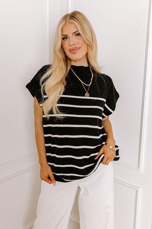 Paris Mornings Stripe Sweater Top in Black Curves product image