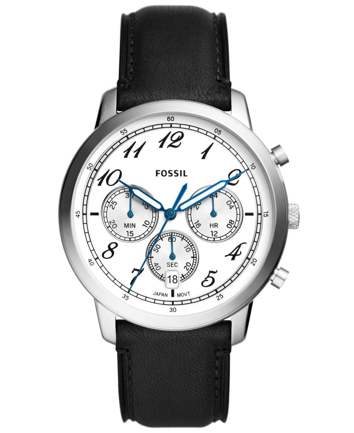 Fossil Mens Neutra Chronograph Black Leather Watch 44mm - Black Product Image