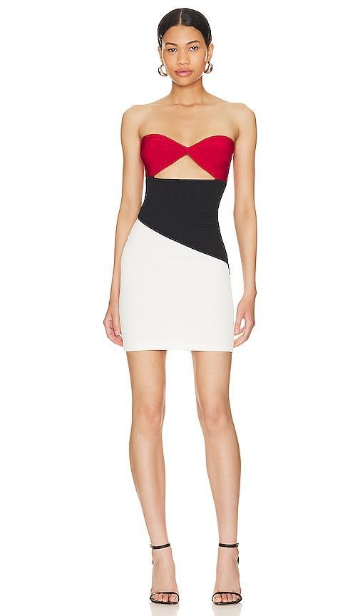 Tricolor Block Strapless Mini Dress Product Image